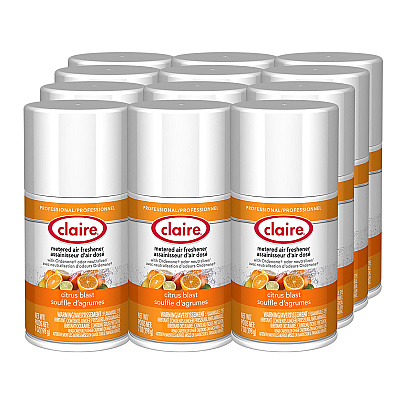 Claire Metered Air Freshener, 7 oz Aerosol Spray, Citrus Blast, 12/Carton (CGC112)