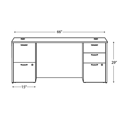 HON Mod Double Pedestal Desk Bundle, 66" x 30" x 29", Sepia Walnut (HONMOD003)