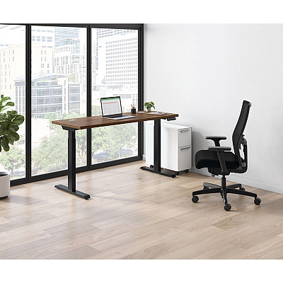 HON Coordinate Height Adjustable Desk Bundle 2-Stage, 58" x 22" x 27.75" to 47", PinnacleBlack (HONHAT2SPNB2258)