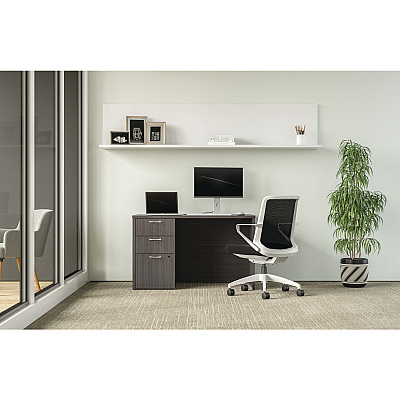 HON Mod Single Pedestal Desk Bundle, 48" x 30" x 29", Slate Teak (HONMOD172)