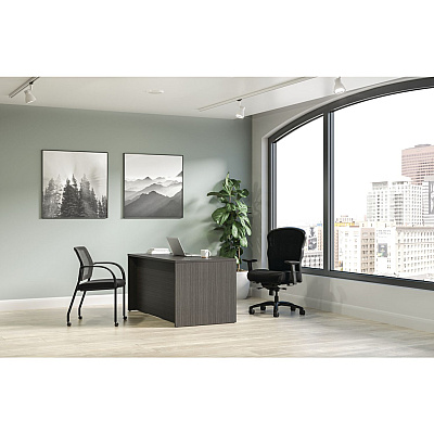 HON Mod Single Pedestal Desk Bundle, 60" x 30" x 29", Slate Teak (HONMOD012)