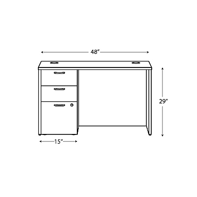 HON Mod Single Pedestal Desk Bundle, 48" x 30" x 29", Traditional Mahogany (HONMOD173)