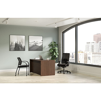 HON Mod Single Pedestal Desk Bundle, 60" x 30" x 29", Sepia Walnut (HONMOD013)