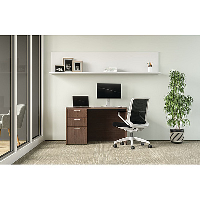 HON Mod Single Pedestal Desk Bundle, 48" x 30" x 29", Sepia Walnut (HONDS4830BBFSE1)