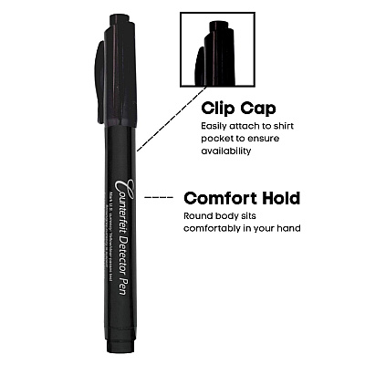 Dri-Mark Counterfeit Bill Detector Marker Pen, 3 x 7.25 x 0.6, Black, 50/Pack (DRICFD50PK)