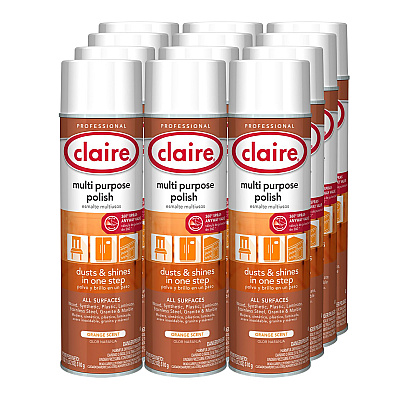 Claire Multi Purpose Polish, Citrus Scent, 18 oz Aerosol Spray, 12/Carton (814)
