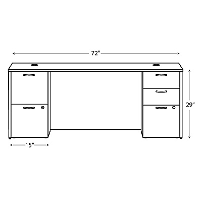 HON Mod Double Pedestal Desk Bundle, 72" x 30" x 29", Traditional Mahogany (HONMOD006)