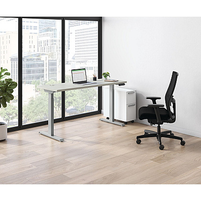 HON Coordinate Height Adjustable Desk Bundle 2-Stage, 70" x 22" x 27.75" to 47", Silver MeshSilver (HONHAT2SMSV2270)