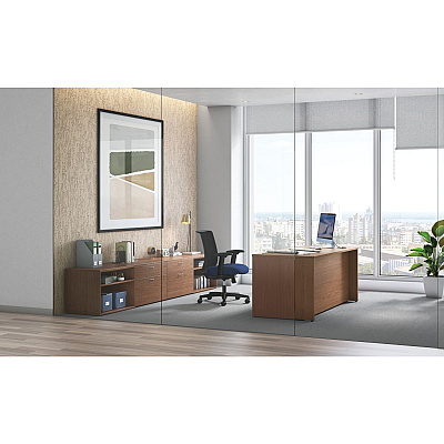 HON Mod Double Pedestal Desk Bundle, 72" x 30" x 29", Sepia Walnut (HONMOD008)