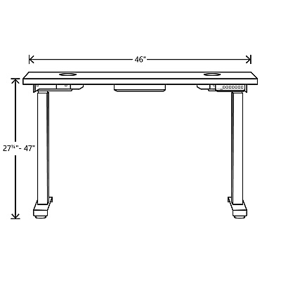 HON Coordinate Height Adjustable Desk Bundle 2-Stage, 46" x 22" x 27.75" to 47", Silver MeshBlack (HONHAT2SMBK2246)