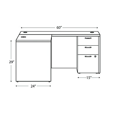 HON Mod L-Station Double Pedestal Desk Bundle, 60" x 72" x 29", Traditional Mahogany (HONMOD188)