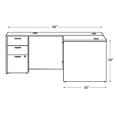 HON Mod L-Station Double Pedestal Desk Bundle, 66" x 72" x 29", Traditional Mahogany (HONMOD073)