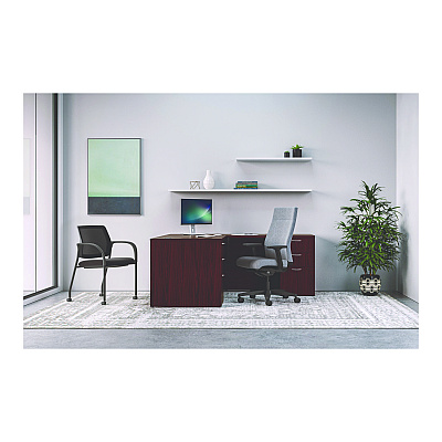 HON Mod L-Station Double Pedestal Desk Bundle, 60" x 72" x 29", Traditional Mahogany (HONMOD188)