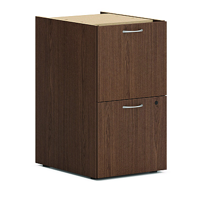 HON Mod L-Station Double Pedestal Desk Bundle, 66" x 72" x 29", Sepia Walnut (HONMOD074)