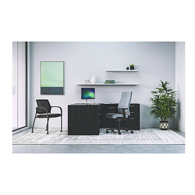 HON Mod L-Station Double Pedestal Desk Bundle, 60" x 72" x 29", Java Oak (HONL6072L2BBFJA)