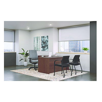 HON Mod L-Station Single Pedestal Desk Bundle, 60" x 72" x 29", Sepia Walnut (HONL6072L1BBFSE)