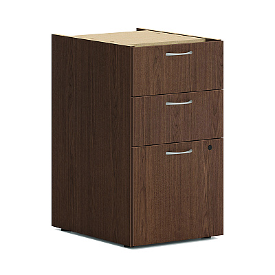 HON Mod L-Station Double Pedestal Desk Bundle, 60" x 72" x 29", Sepia Walnut (HONL6072L2BBFSE)