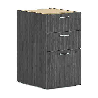 HON Mod L-Station Double Pedestal Desk Bundle, 60" x 72" x 29", Slate Teak (HONMOD187)