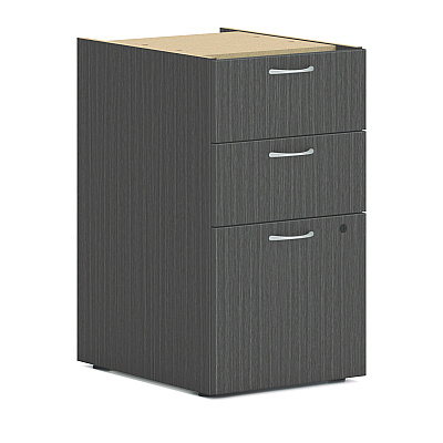 HON Mod L-Station Double Pedestal Desk Bundle, 66" x 72" x 29", Slate Teak (HONMOD072)