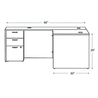HON Mod L-Station Double Pedestal Desk Bundle, 66" x 72" x 29", Java Oak (HONMOD076)