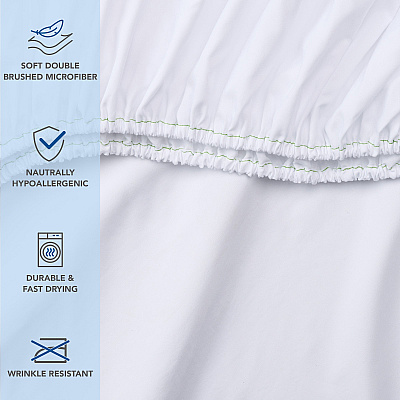 Host & Home Microfiber Fitted Sheets - King - White W/ Green Hem, Pack Of 6 (P-MFS-788012)