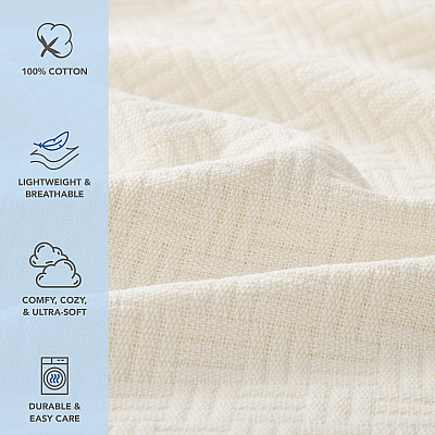 Host & Home Cotton Bed Blanket King Ivory, 1 Blanket (P-BCOT-10490-IV)