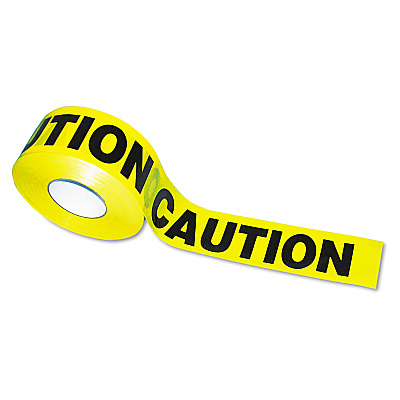 Tatco Caution Barricade Safety Tape, 3" x 1,000 ft, Black/Yellow (TCO10700)