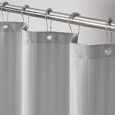 H&h Poly Shower Curtain Set 72x72 Damask Light Grey, Case Of 12 (SCSETD-7272-LG)