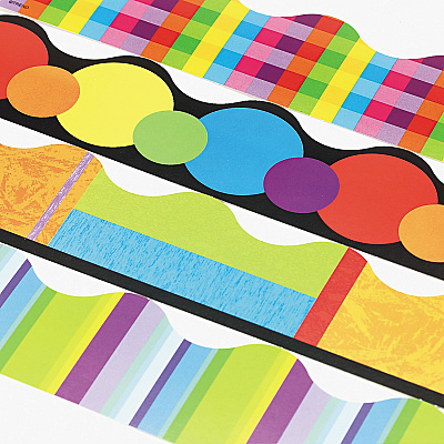 TREND Terrific Trimmers Variety Set Board Trim, Assorted Color Basics, 2.25" x 39", Assorted Colors, 48/Set (TEPT92908)