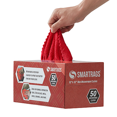Smart Rags Microfiber Cloths 12x12 Red, Case Of 400 (M950R)