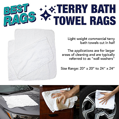 W50cb Wall Washing Terry Wipers White 25lb Box (N-W50CB-25)