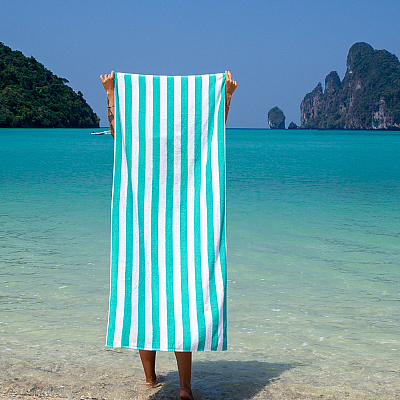California Cabana Beach Towels 30x70 Green, Case Of 24 (CABANA-GR-CS)