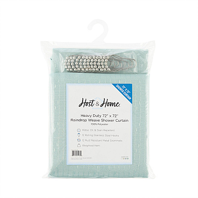 H&h Poly Shower Curtain Set 72x72 Raindrop Silt Green, 1 Set (P-SCSET-7272-GR)