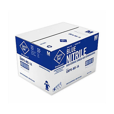 Safety Zone Nitrile Powder Free 3 Mil Exam Gloves Blue Med, Case Of 1000 (GNPR-MD-1A)