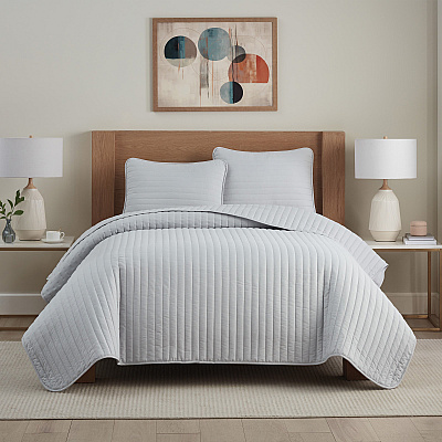Host & Home Brushed Microfiber Quilt Set King Light Gray, Case Of 4 (MFQT-KSET-LG)