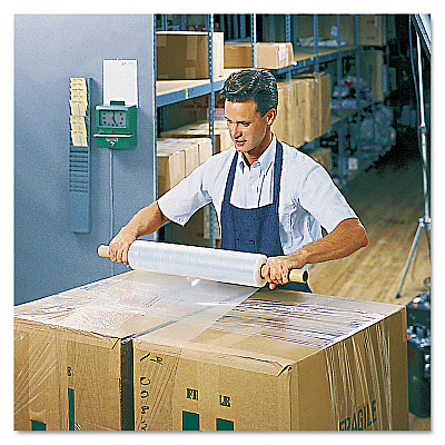 Universal Stretch Film with Preattached Handles, 20" x 1,000 ft, 20 mic (80-Gauge), Clear, 4/Carton (UNV08020)