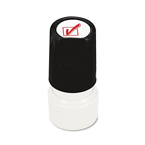 Universal Round Message Stamp, CHECK MARK, Pre-Inked/Re-Inkable, Red (10075)
