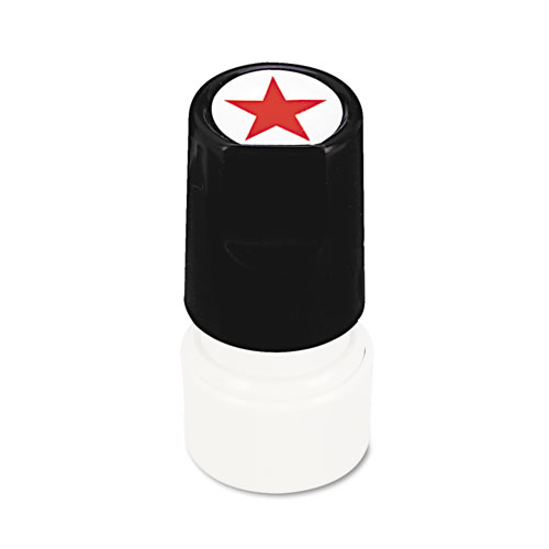 Universal Round Message Stamp, STAR, Pre-Inked/Re-Inkable, Red (10081)
