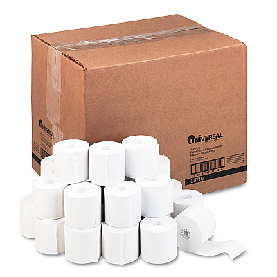 Universal Impact and Inkjet Print Bond Paper Rolls, 0.5" Core, 2.25" x 150 ft, White, 100/Carton (UNV35710)