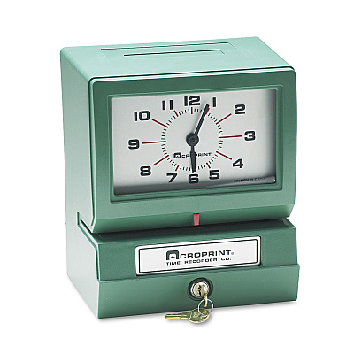 Acroprint Model 150 Heavy-Duty Time Recorder, Automatic Operation, Month/Date/1-12 Hours/Minutes, Green (ACP012070411)