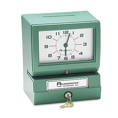 Acroprint Model 150 Heavy-Duty Time Recorder, Automatic Operation, Month/Date/0-23 Hours/Minutes Imprint, Green (ACP012070413)