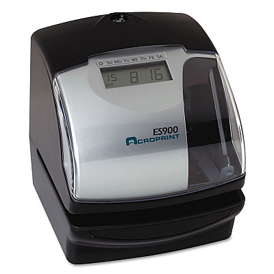 Acroprint ES900 Atomic Electronic Payroll Recorder, Time Stamp and Numbering Machine, Digital Display, Black (ACP010209000)