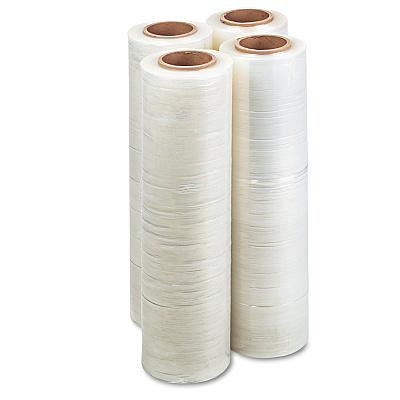 Universal High-Performance Handwrap Film, 18" x 1,500 ft, 12 mic (47-Gauge), Clear, 4/Carton (UNV64718)