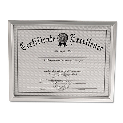 Universal Plastic Document Frame, for 8.5 x 11, Easel Back, Metallic Silver (UNV76853)