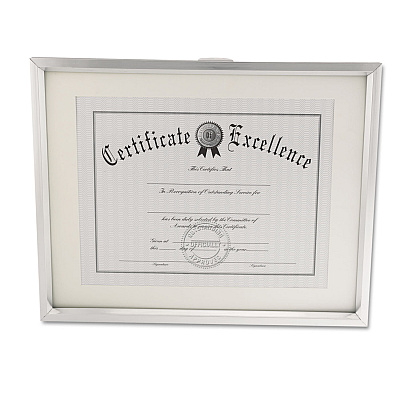 Universal Plastic Document Frame with Mat, 11 x 14 and 8.5 x 11 Inserts, Metallic Silver (UNV76854)
