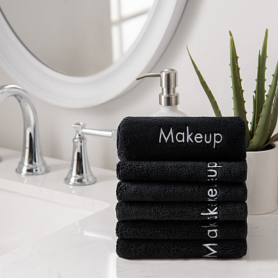 Bck2u Coral Fleece Makeup Washcloth 13x13 Black, Case Of 108 (MU-BLACK-CS)
