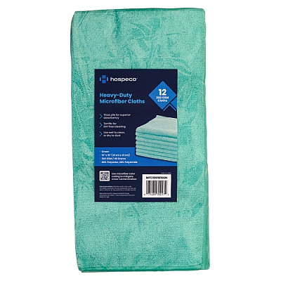Microfiber Cloth 300gsm 16x16 Half-fold Green 12 Bg 15 Bg Cs, Pack Of 12 (MFC3001616GN)