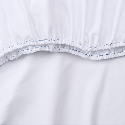 Host & Home Microfiber Fitted Sheets - Queen - White W/ Blue Hem, Case Of 24 (MFS-608012)