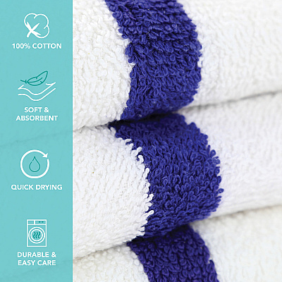 Power Gym Bath Towel 22x44 Blue Stripe, Pack Of 6 (PNP-PWR-2244-6BCS)