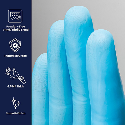Vyblend Synthetic Vinyl Powder Free 4.5 Mil Gloves Blue Lrg, Case Of 1000 (GL-VN104BFL)